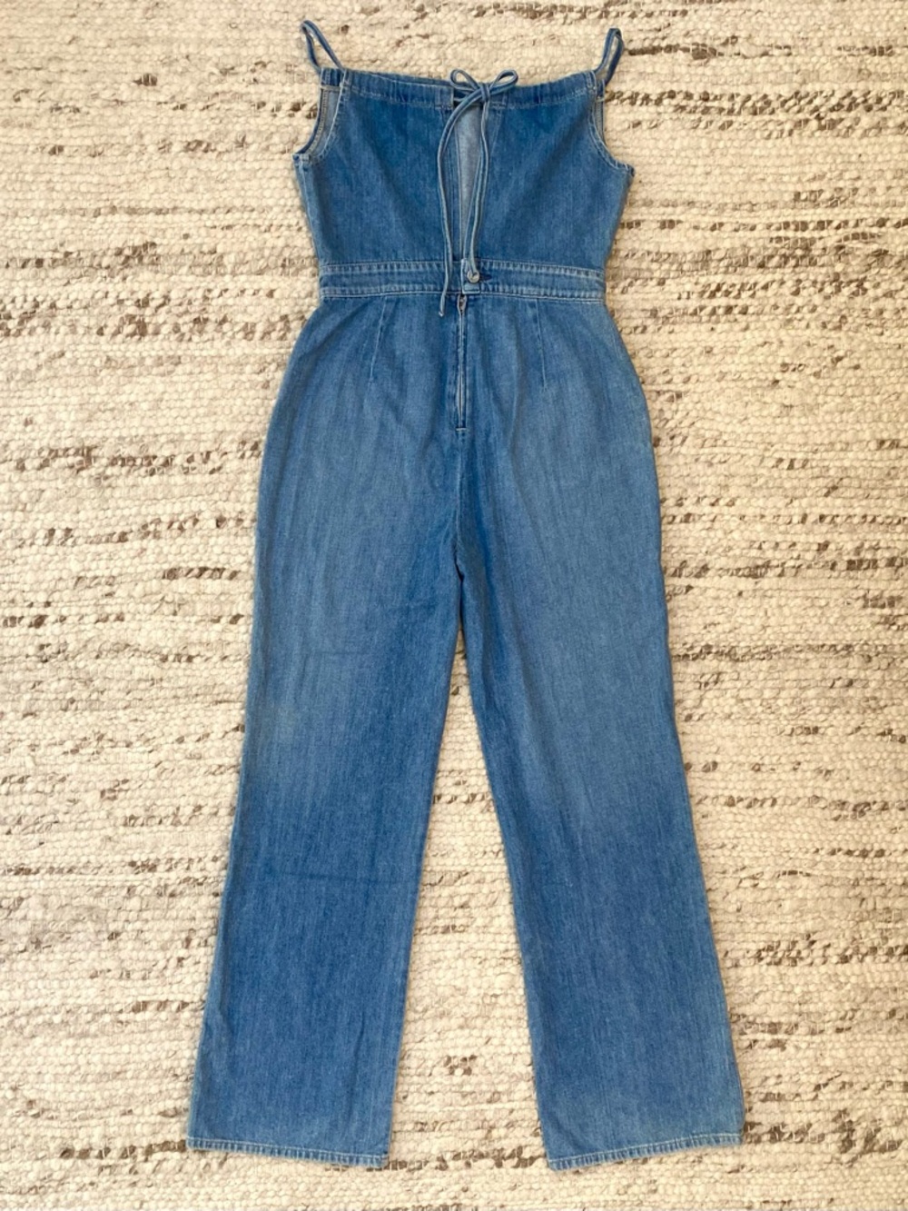 Reformation NWOT Starley Jumpsuit Tortuga Denim Open Back Wide Leg, Size 6 - Picture 5 of 12